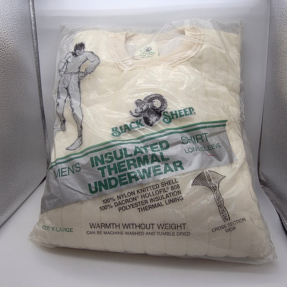 Black Sheep Insulated Thermal Underwear Mens XL Shirt Cream DuPont Dacron New